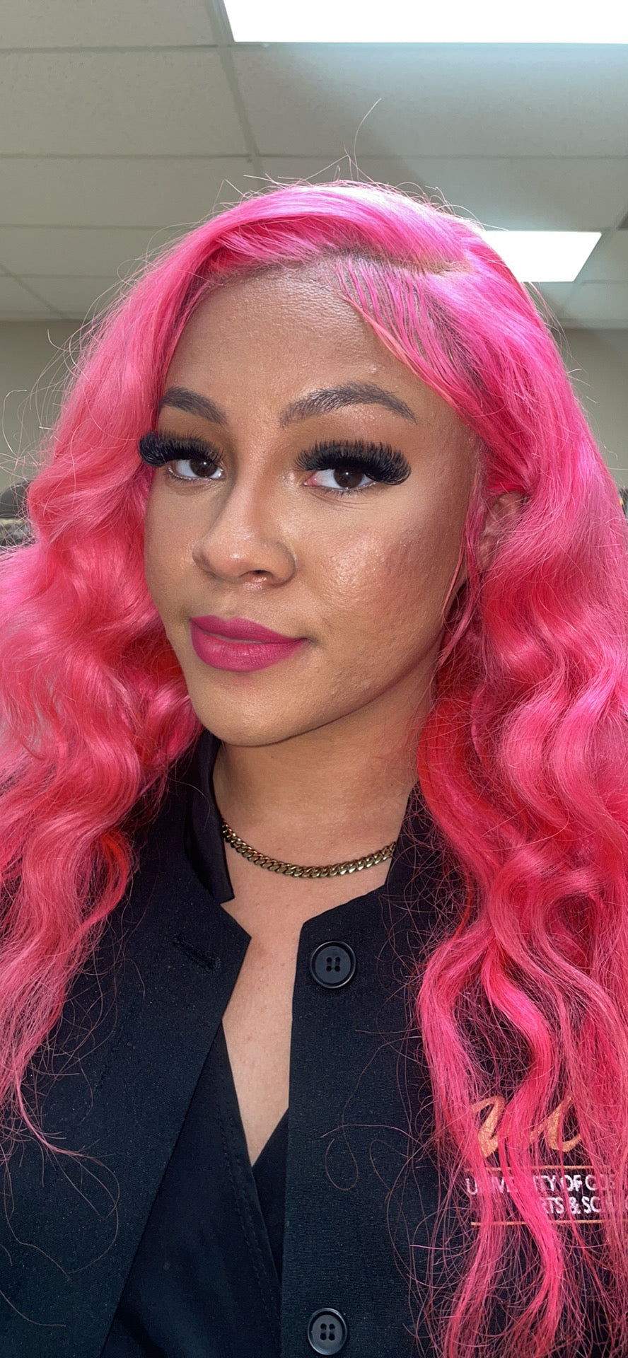 Atomic Pink Transparent Lace Full Frontal Wig